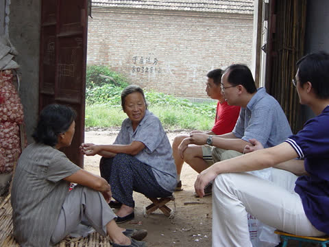 Conducting a research interview in a Shandong rural village